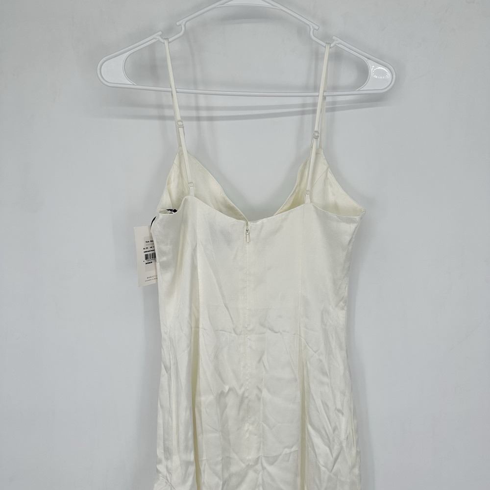 Bardot Ember Midi Dress XS Ivory Satin Slip Asym Ruffle Bridal Coquette NWT - Picture 12 of 16